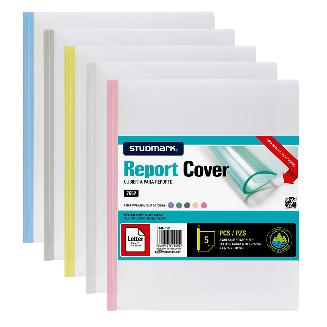 Paquete de 5 Cubiertas Studmark para reportes, tamaño carta 1