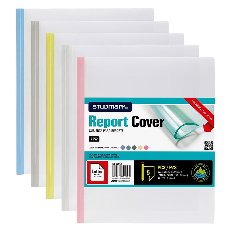 Paquete de 5 Cubiertas Studmark para reportes, tamaño carta 1