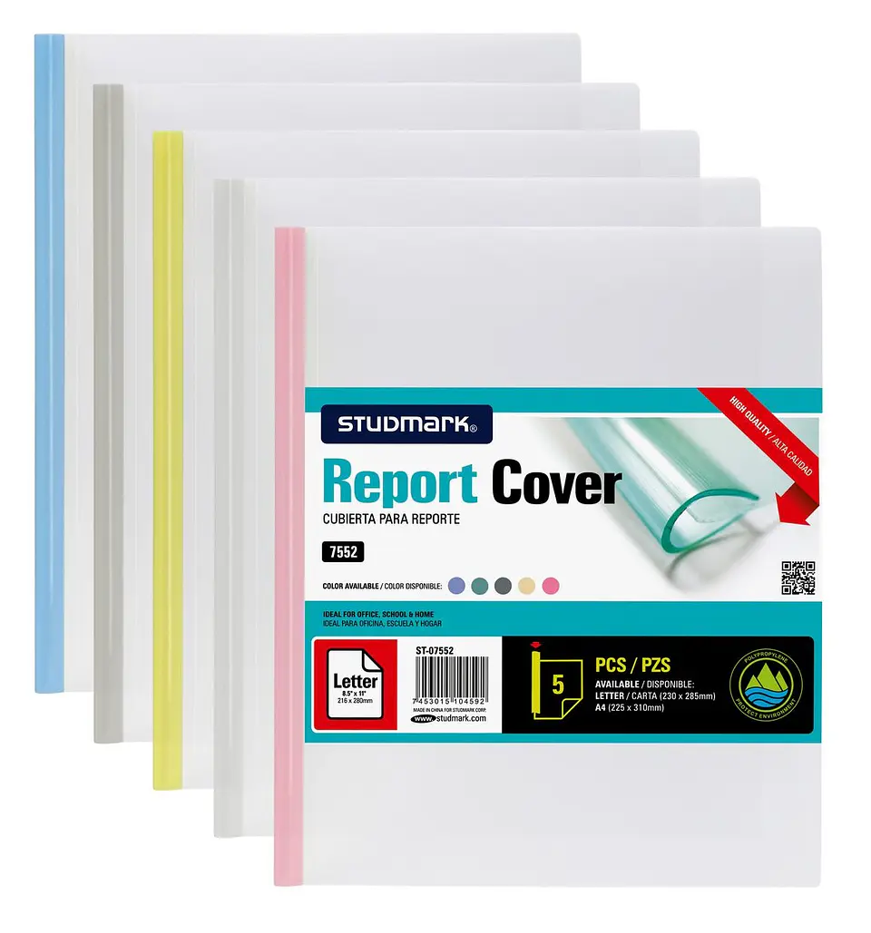 Paquete de 5 Cubiertas Studmark para reportes, tamaño carta 1