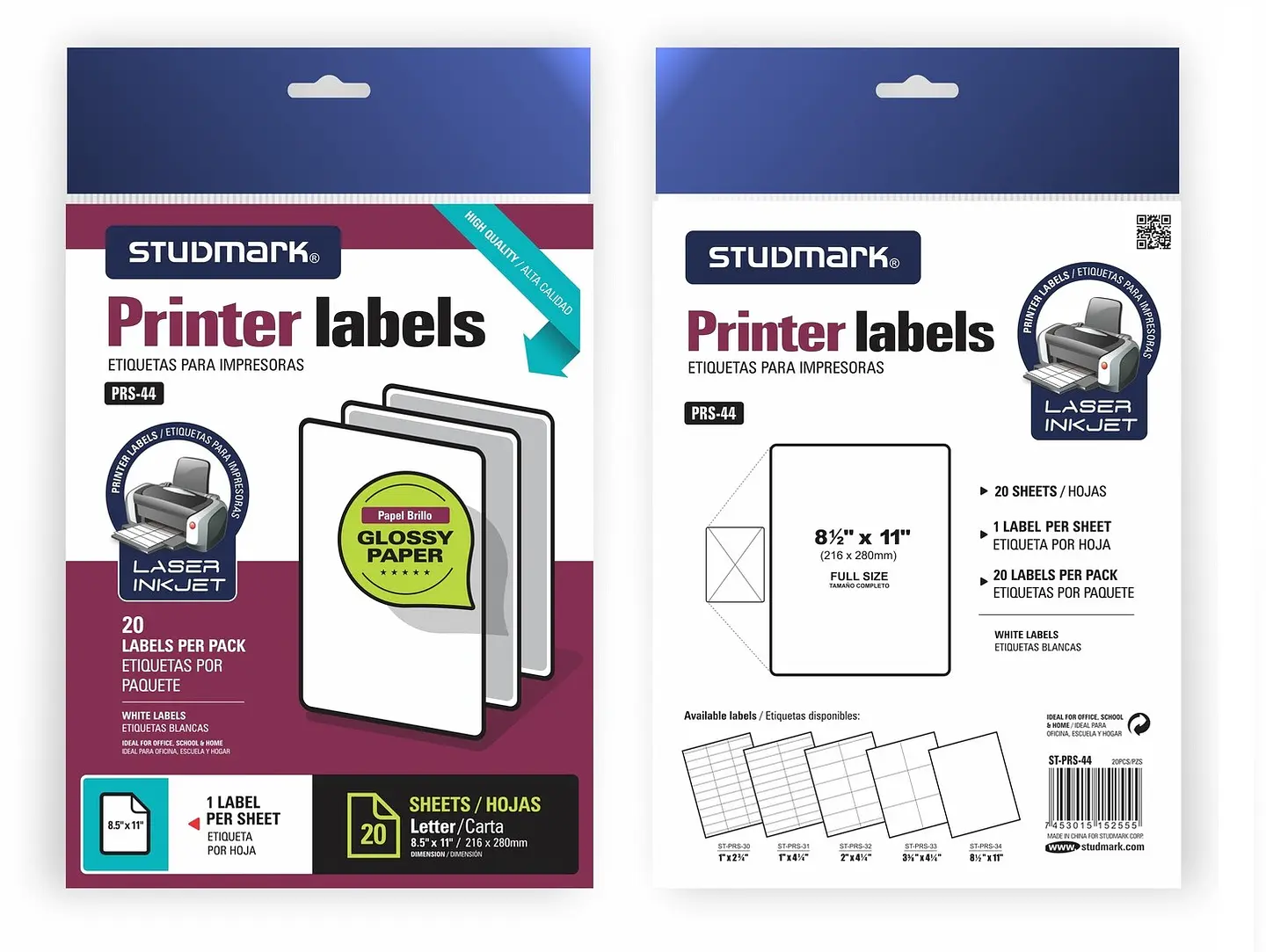 Etiquetas Studmark, adhesivas, para impresoras, carta 1