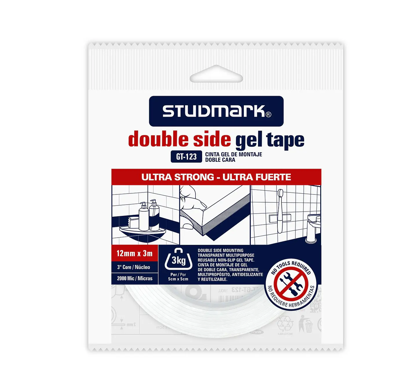 Tape de Gel doble contacto Studmark, transparente 2