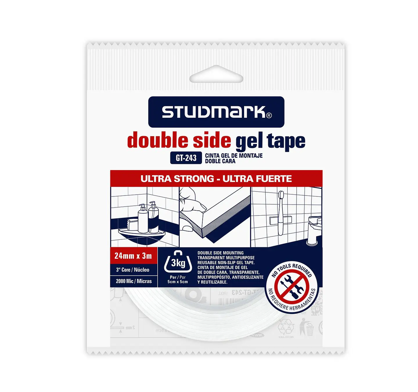 Tape de Gel doble contacto Studmark, transparente 3