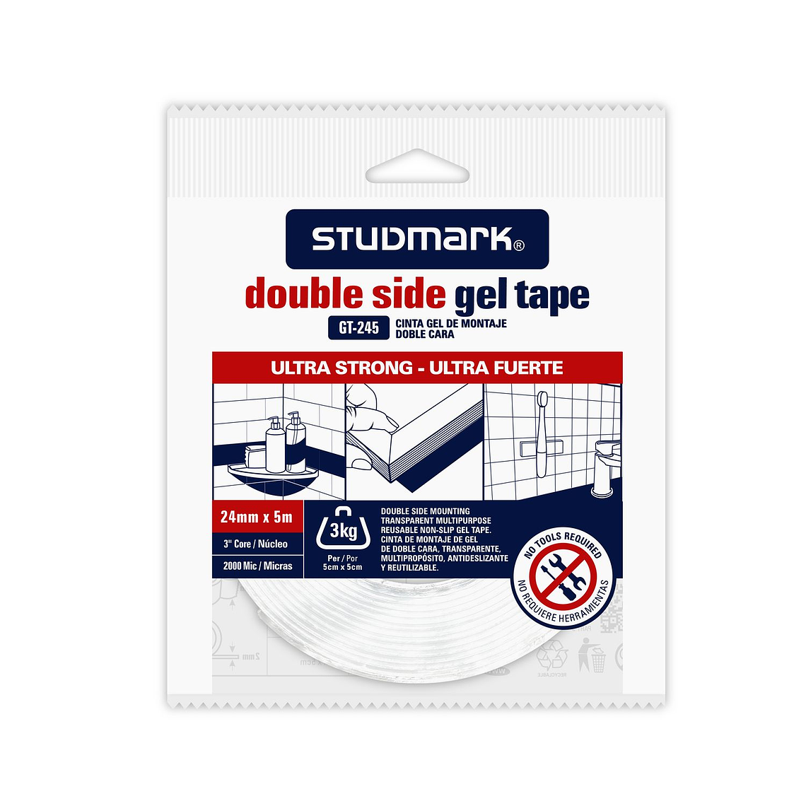 Tape de Gel doble contacto Studmark, transparente 4