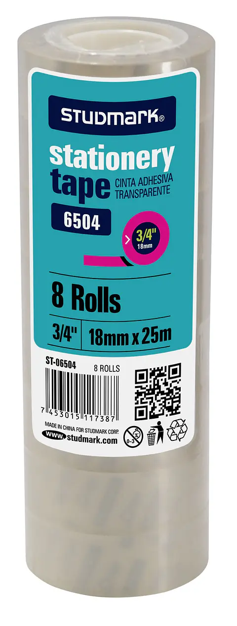 8 Cintas adhesiva transparente Studmark de 18 mm x 25 m