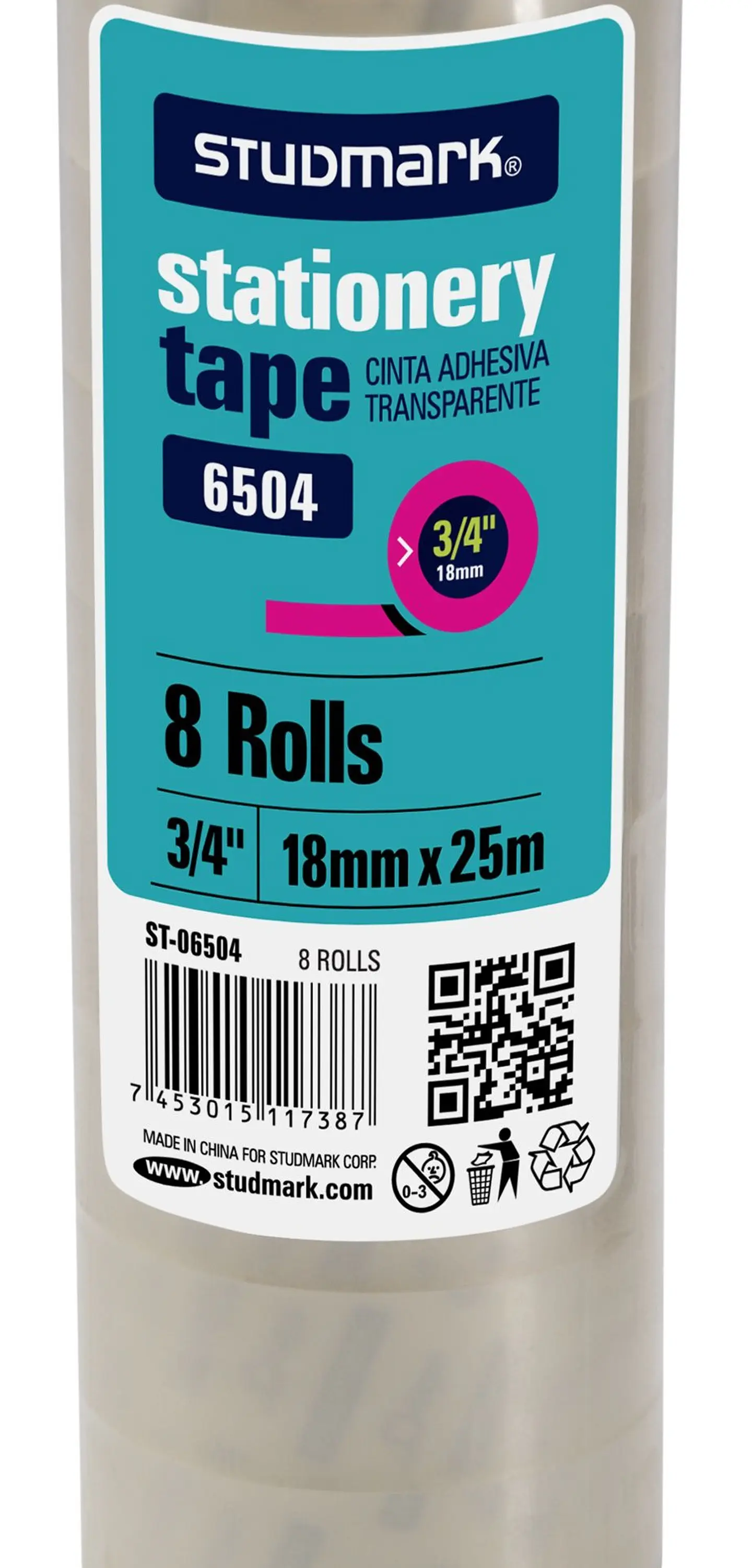 8 Cintas adhesiva transparente Studmark de 18 mm x 25 m 1