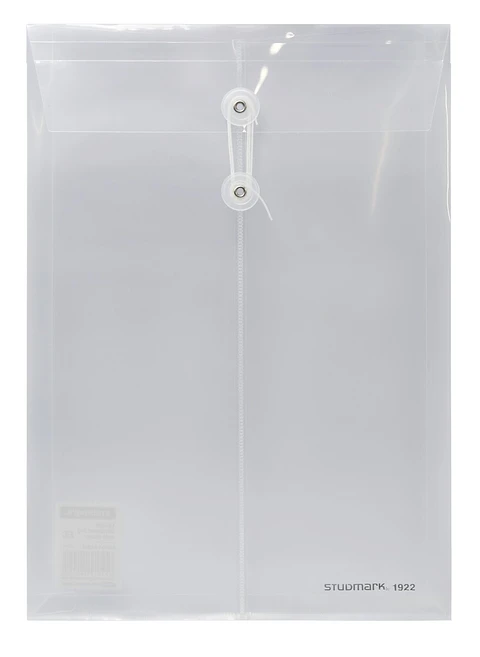 Sobre Plástico Studmark, transparente, con cordel