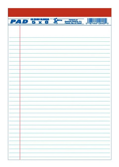 Libretas rayadas blancas, Corsario, 5"x8"