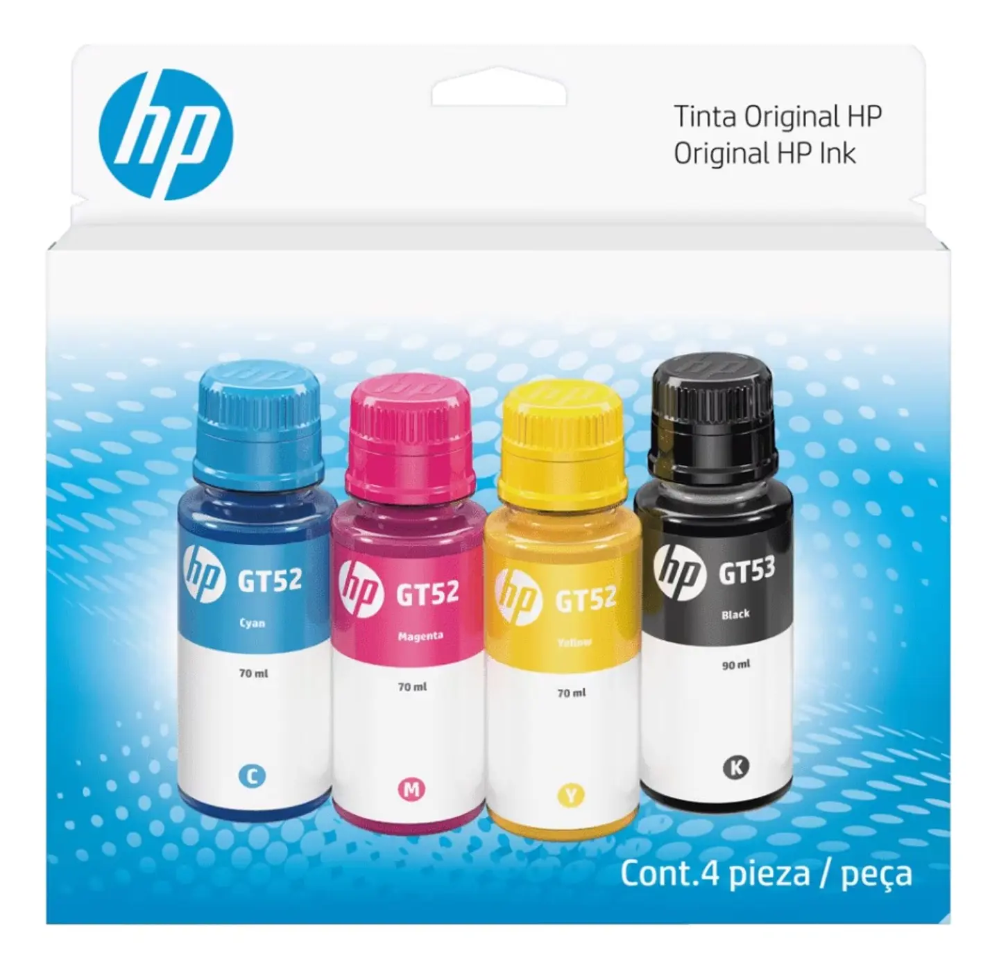 Combo de botella de tinta HP GT53/GT52, pack de 4 1