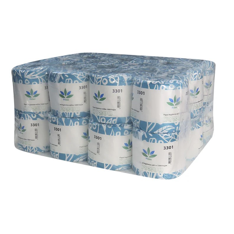 24 rollos de papel higiénico de 1000h y 1 pliego SiClean 1
