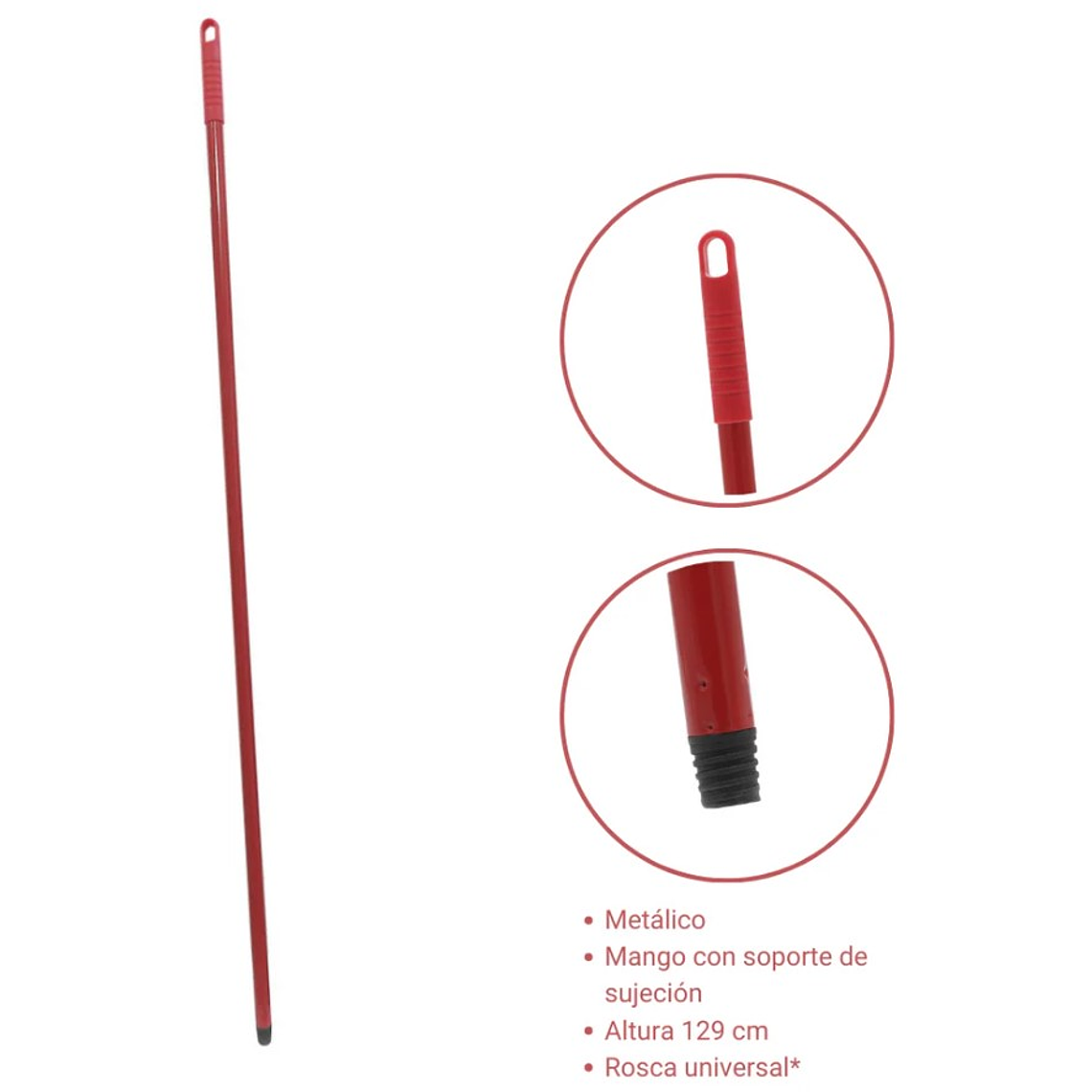 Poste de metal SiClean  altura de 129 cm, en color rojo, 1