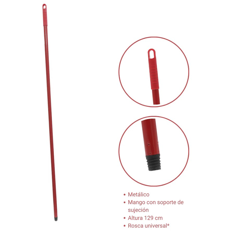 Poste de metal SiClean  altura de 129 cm, en color rojo, 1