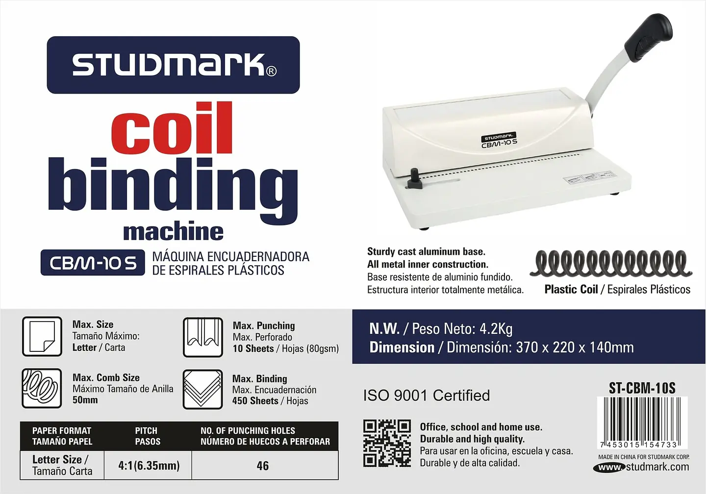 Encuadernadora Studmark de espirales plásticos 2