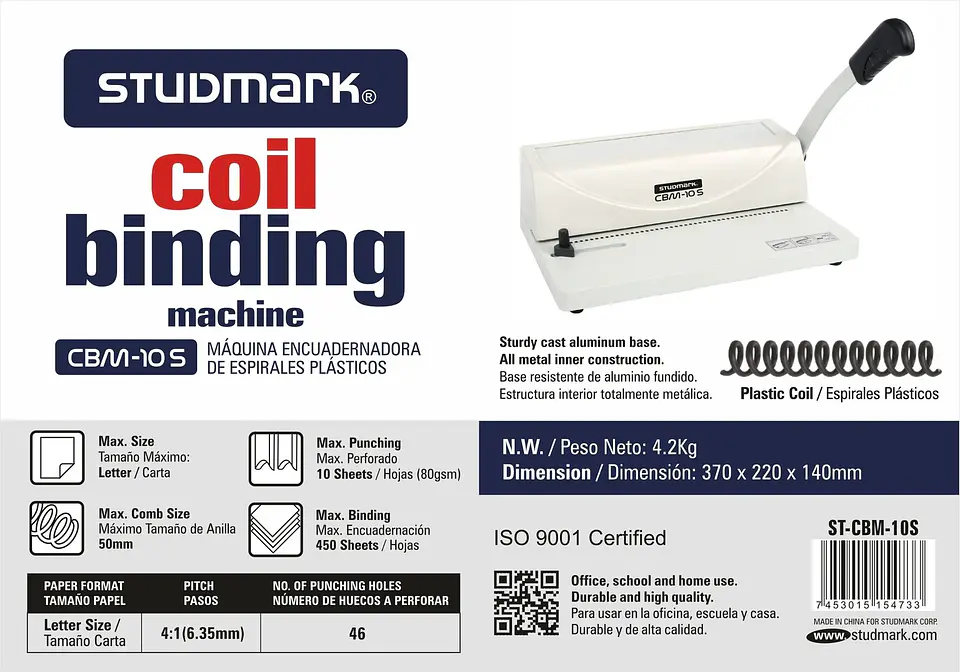 Encuadernadora Studmark de espirales plásticos 2