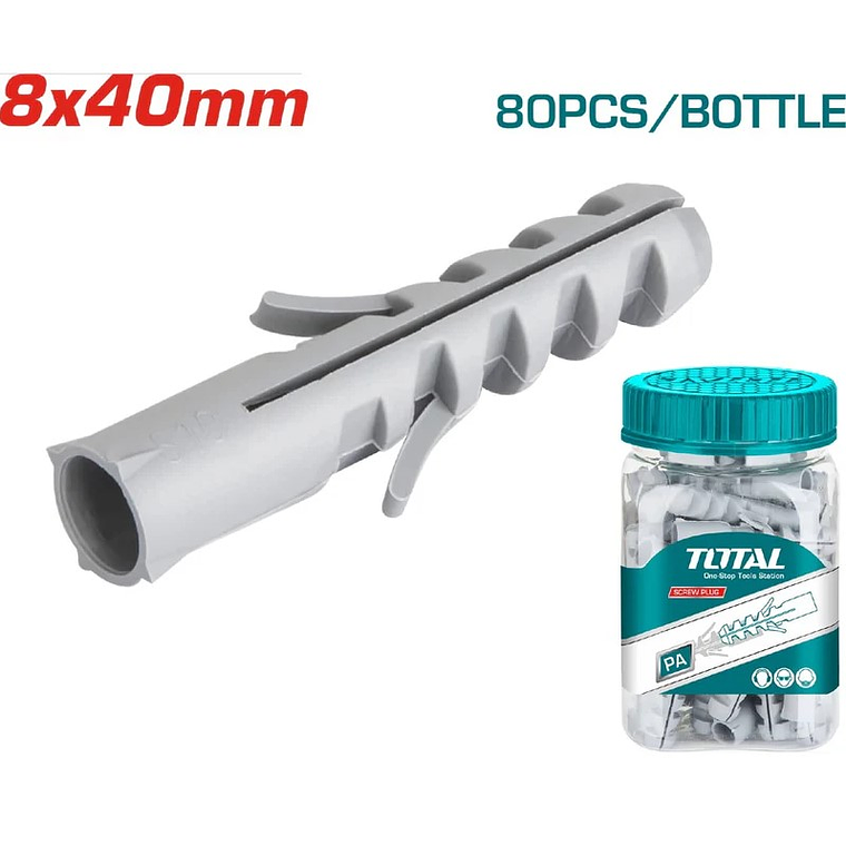 Taco plástico gris de 10x50 mm, paquete de 40 unidades. 1