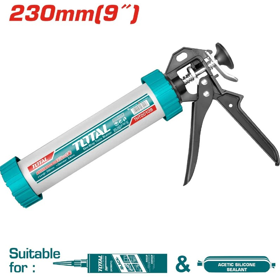 Pistola de silicona de 9 pulgadas, calafateadora de aluminio, 2 en 1 1