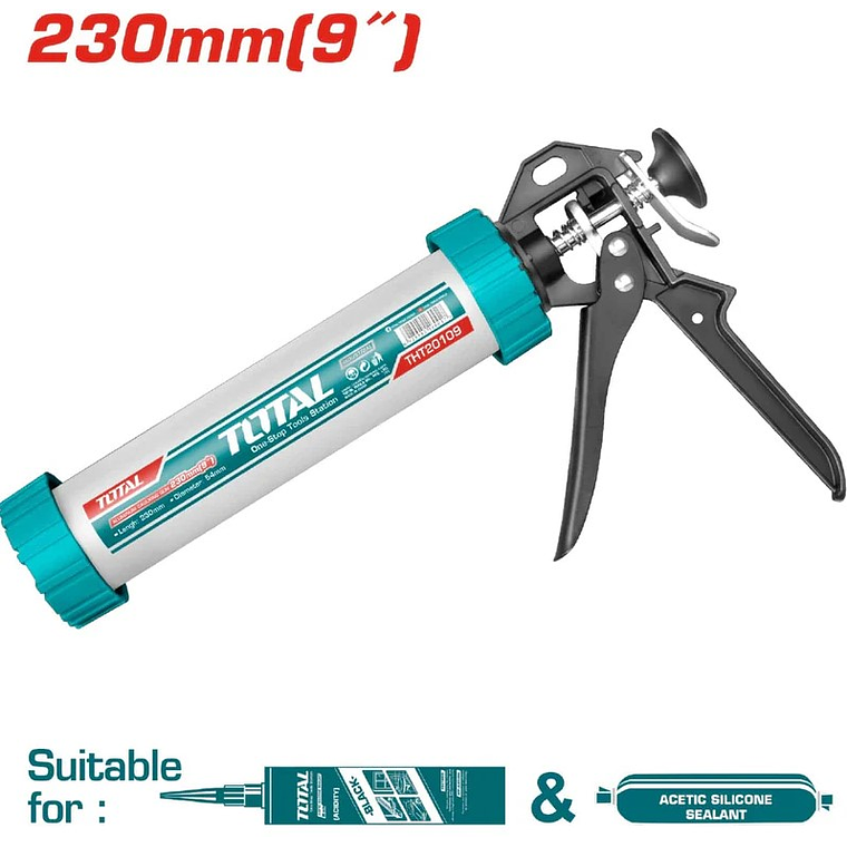 Pistola de silicona de 9 pulgadas, calafateadora de aluminio, 2 en 1 1