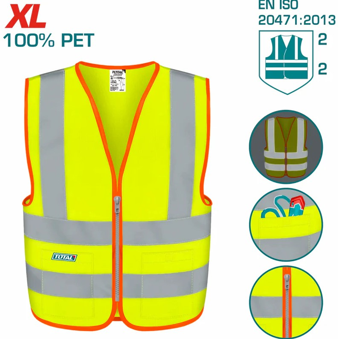 Chaleco de seguridad reflectante en color amarillo, talla XL. 1