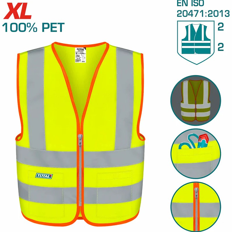 Chaleco de seguridad reflectante en color amarillo, talla XL. 1