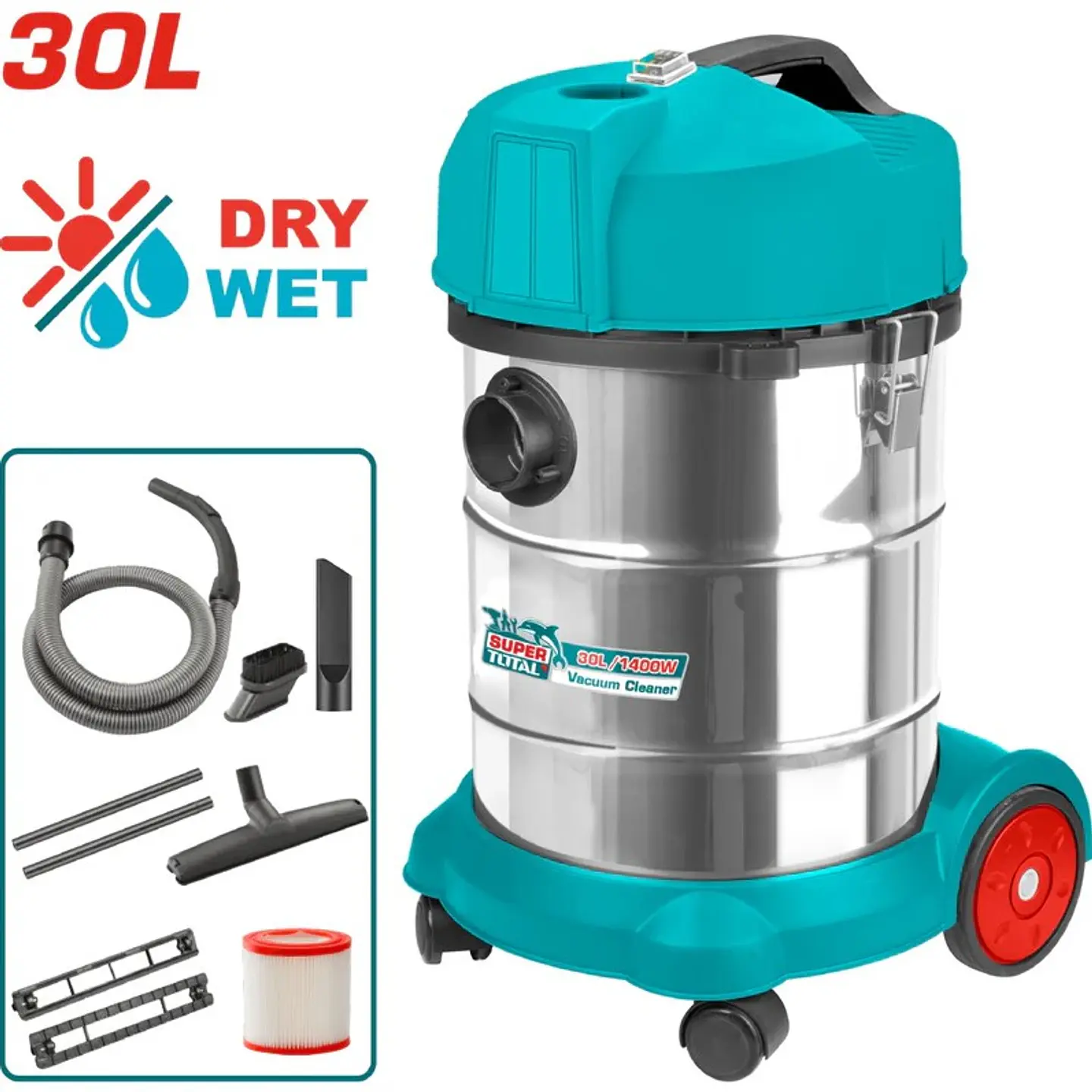 Aspiradora De Limpieza Seco O Mojado 30 L. 1400 W. 1