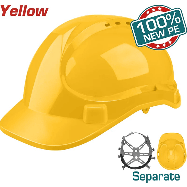 Casco De Seguridad Total, Amarillo, 8 Puntos De Suspension