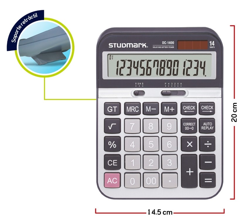 Calculadora Studmark 14 Dígitos con soporte retráctil 1