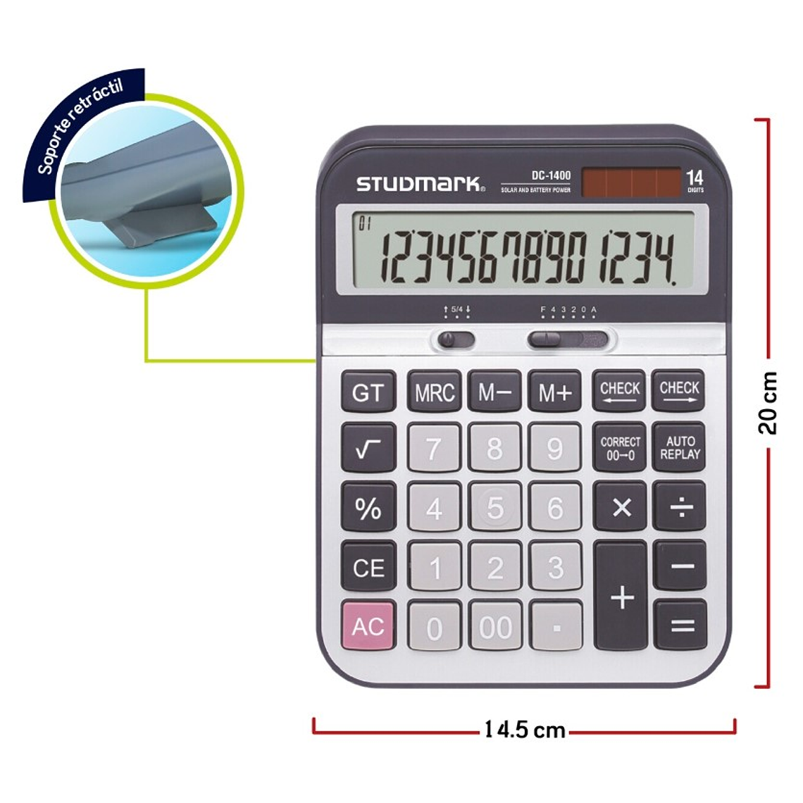 Calculadora Studmark 14 Dígitos con soporte retráctil 1