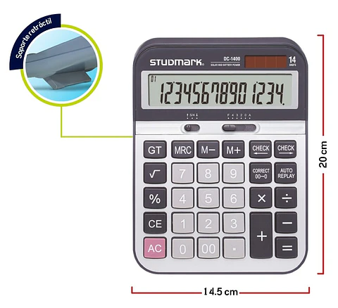 Calculadora Studmark 14 Dígitos con soporte retráctil
