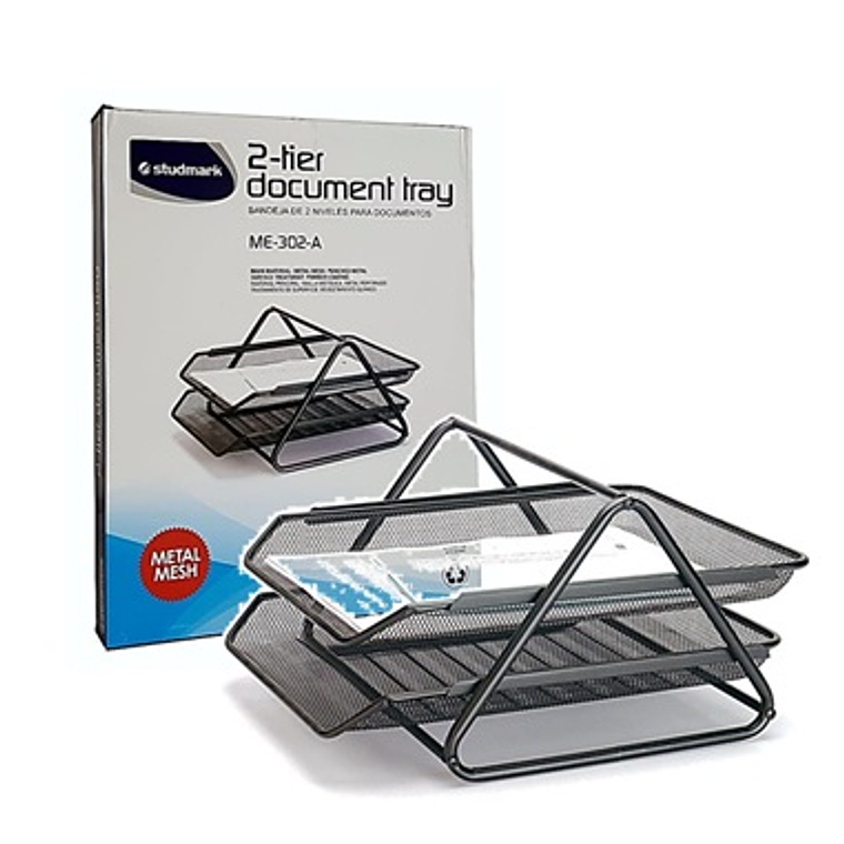 Bandeja de escritorio Studmark 2 niveles de malla metálica 1