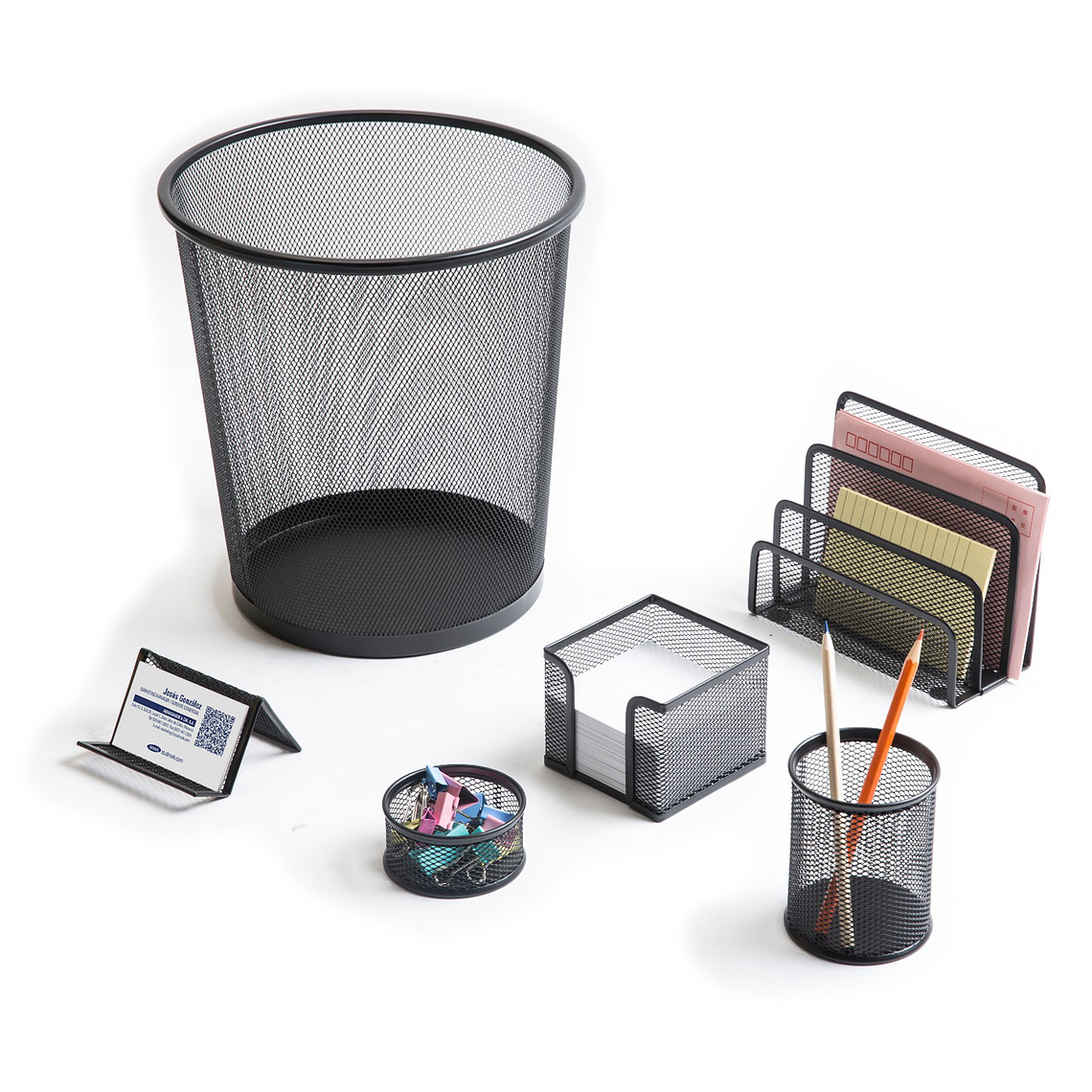 Set de escritorio Studmark de 6 piezas de malla metálica 1