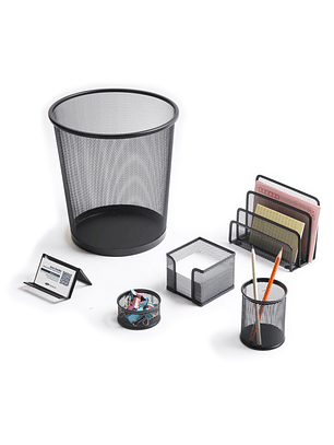 Set de escritorio Studmark de 6 piezas de malla metálica