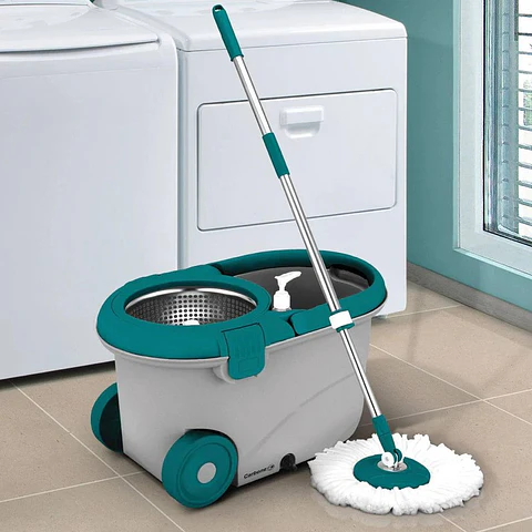 Trapeador Spin And Mop Giratorio Con Tina De 5 Lts