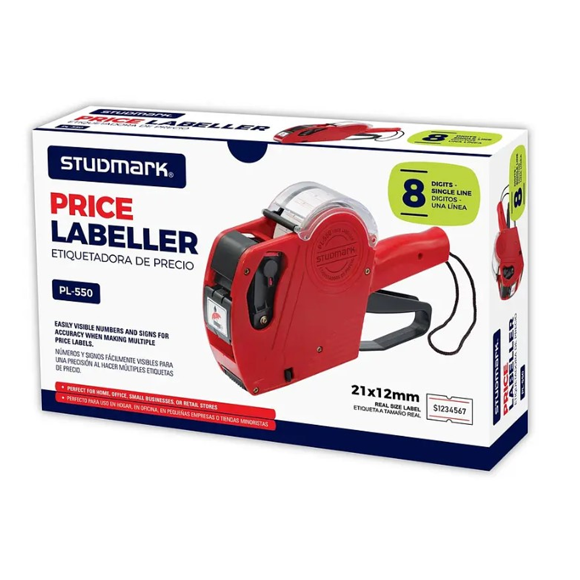 Etiquetadora Studmark de precios, 1 línea y 8 dígitos 2