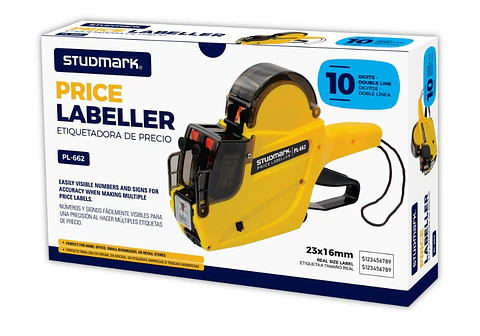 Etiquetadora Studmark de precios, 2 línea y 10 dígitos