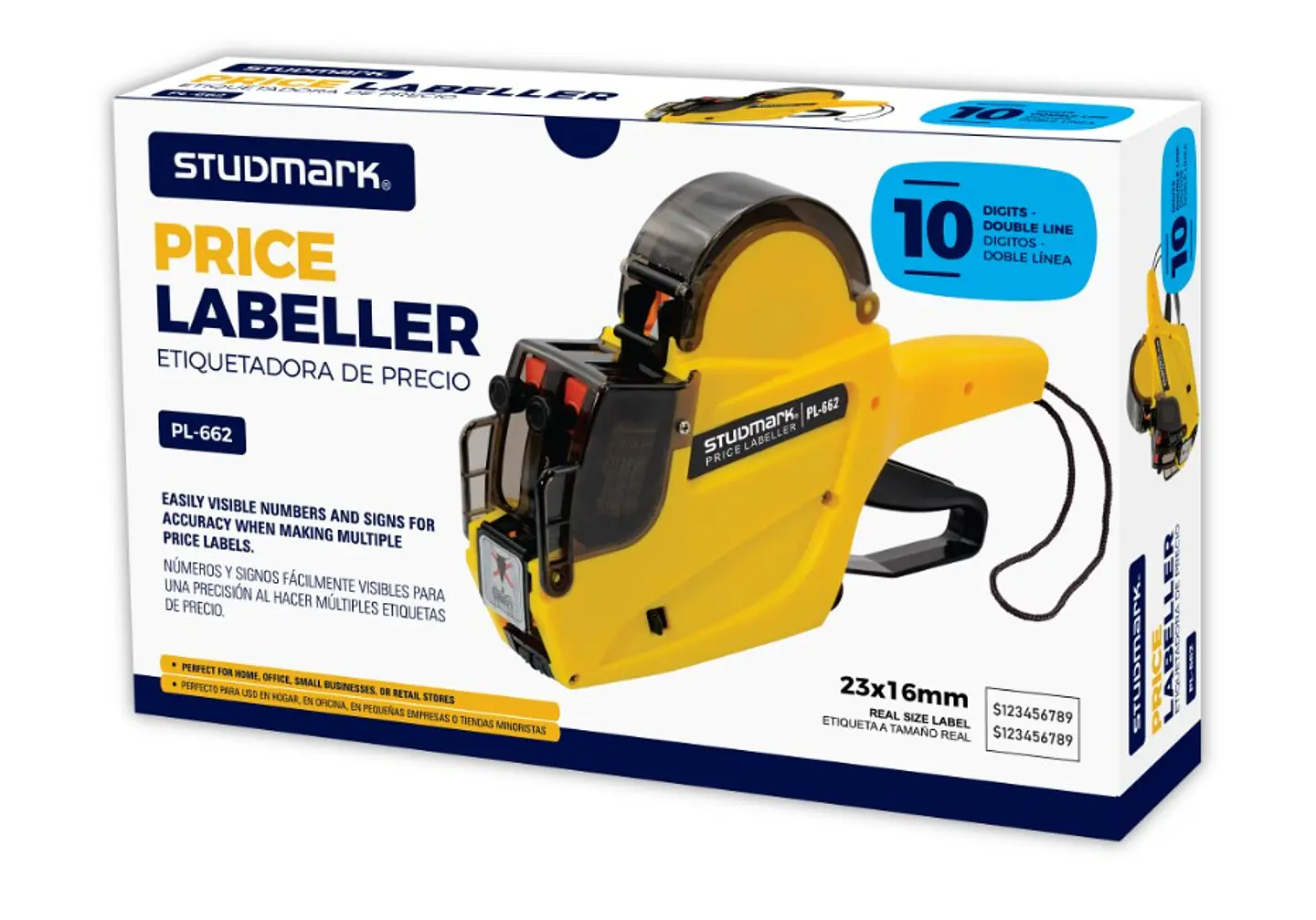 Etiquetadora Studmark de precios, 2 línea y 10 dígitos 2