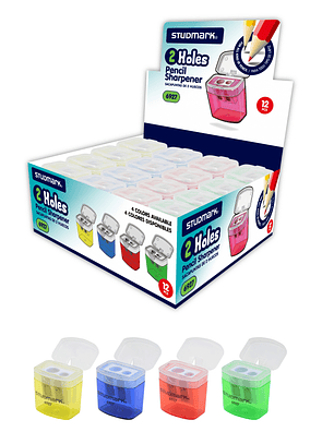 Sacapunta Studmark de 2 huecos con depósito y tapa