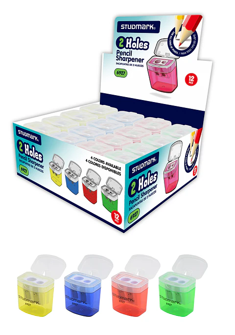 Sacapunta Studmark de 2 huecos con depósito y tapa