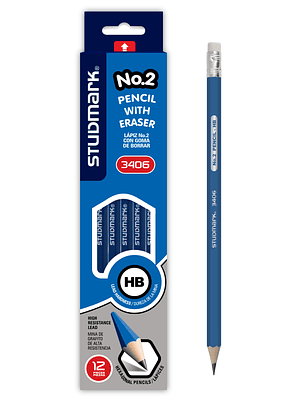 Lápiz No.2 Studmark, con goma de borrar, HB