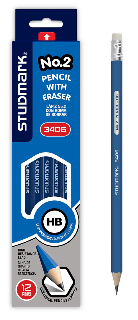 Lápiz No.2 Studmark, con goma de borrar, HB