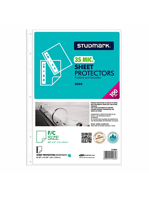 Paquete de 100 fundas Studmark tamaño Legal de 35 mic