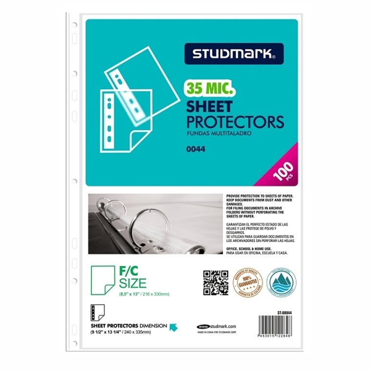 Paquete de 100 fundas Studmark tamaño Legal de 35 mic 1