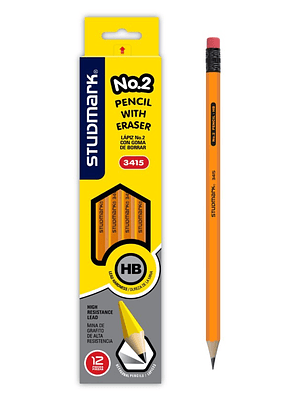 Lápiz No.2 Studmark, con goma de borrar, HB ST-03415