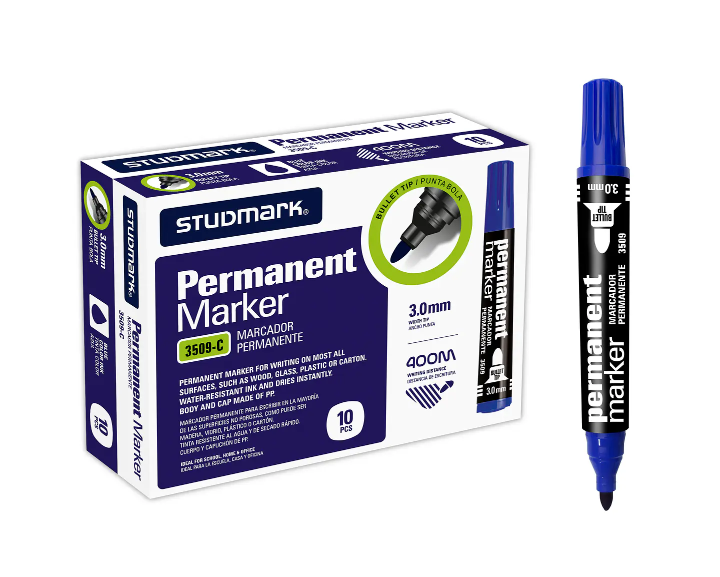 Marcador Permanente Studmark Punta Redonda 3