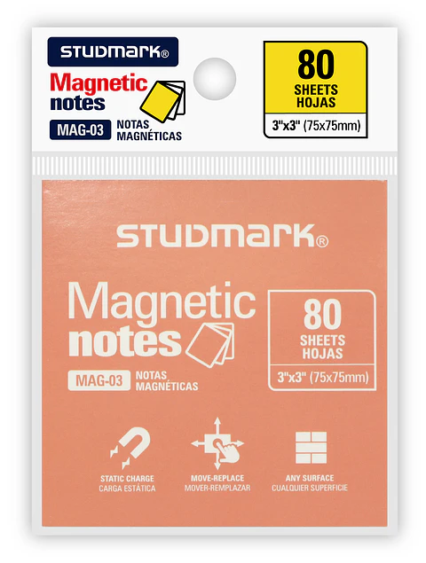 Notas magnéticas Studmark, Colores surtidos, 80 hojas