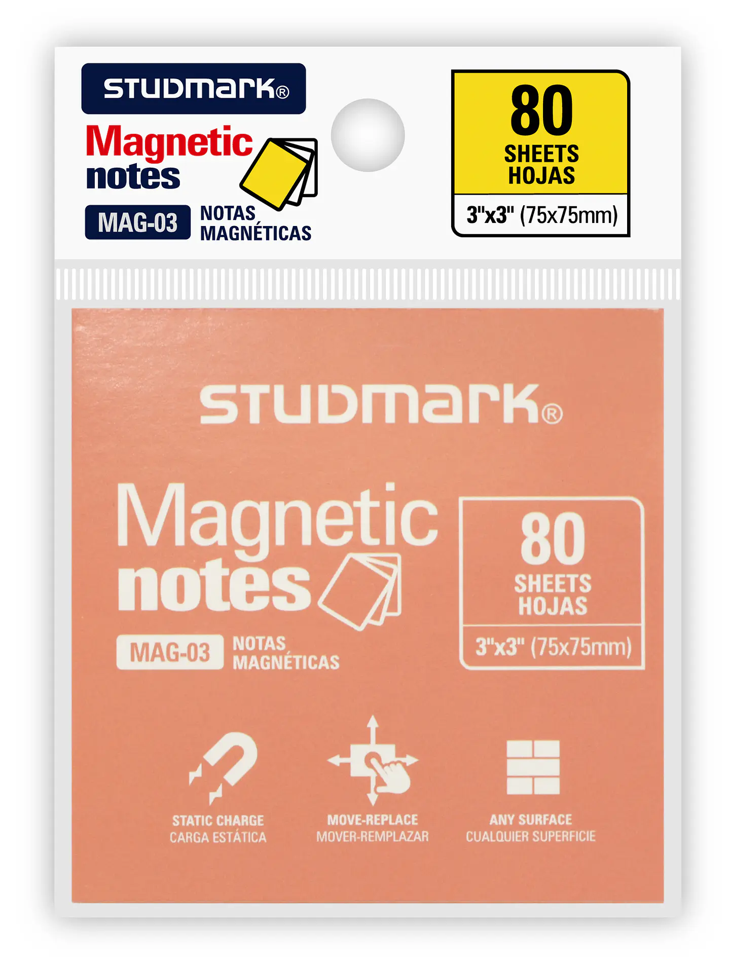 Notas magnéticas Studmark, Colores surtidos, 80 hojas 1