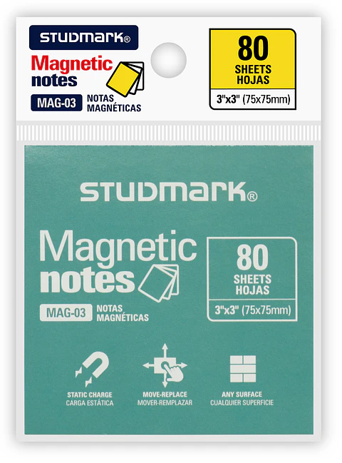 Notas magnéticas Studmark, Colores surtidos, 80 hojas