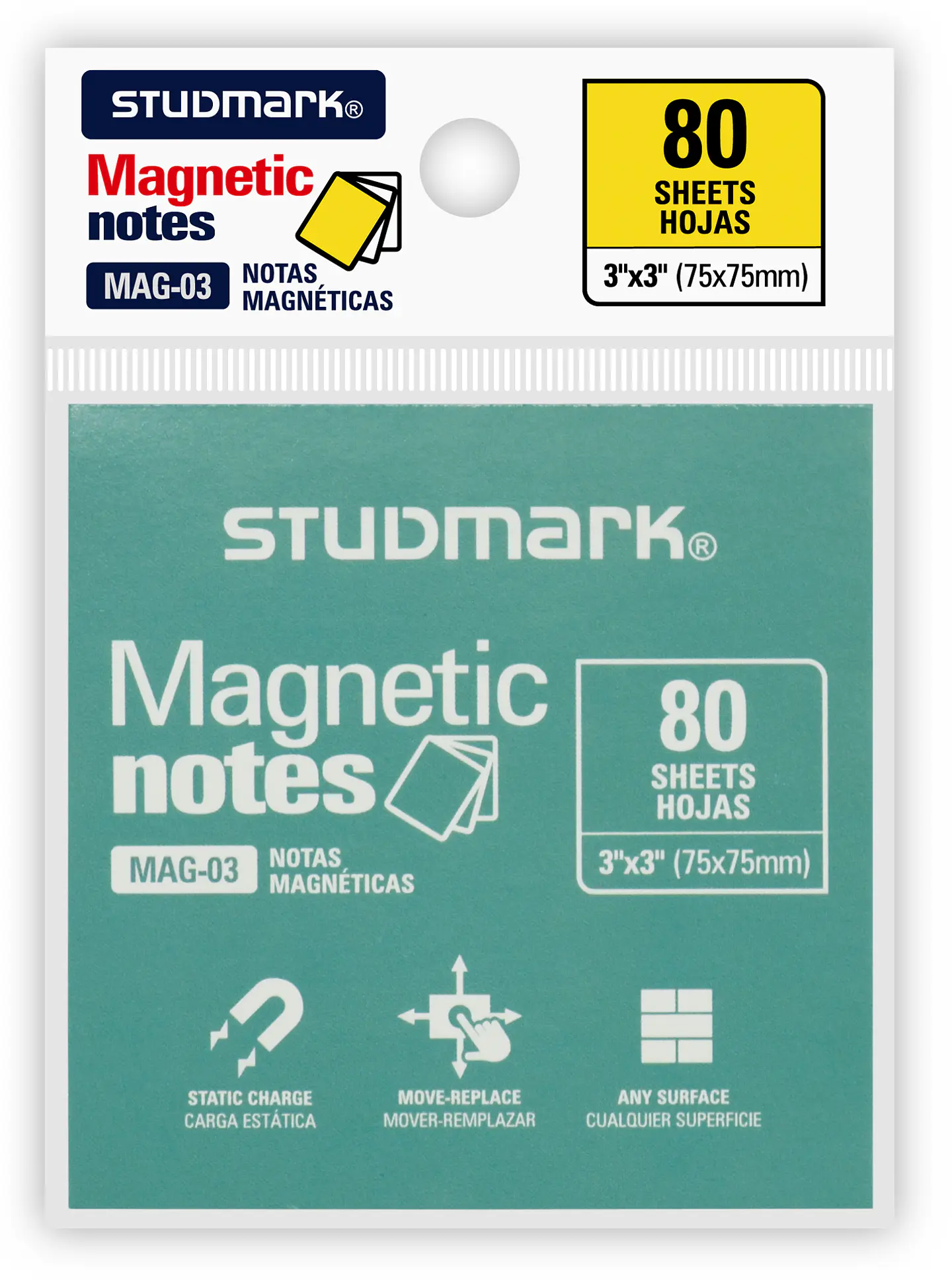Notas magnéticas Studmark, Colores surtidos, 80 hojas 2