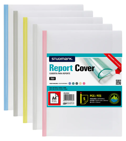 Paquete de 5 Cubiertas Studmark para reportes, tamaño A4