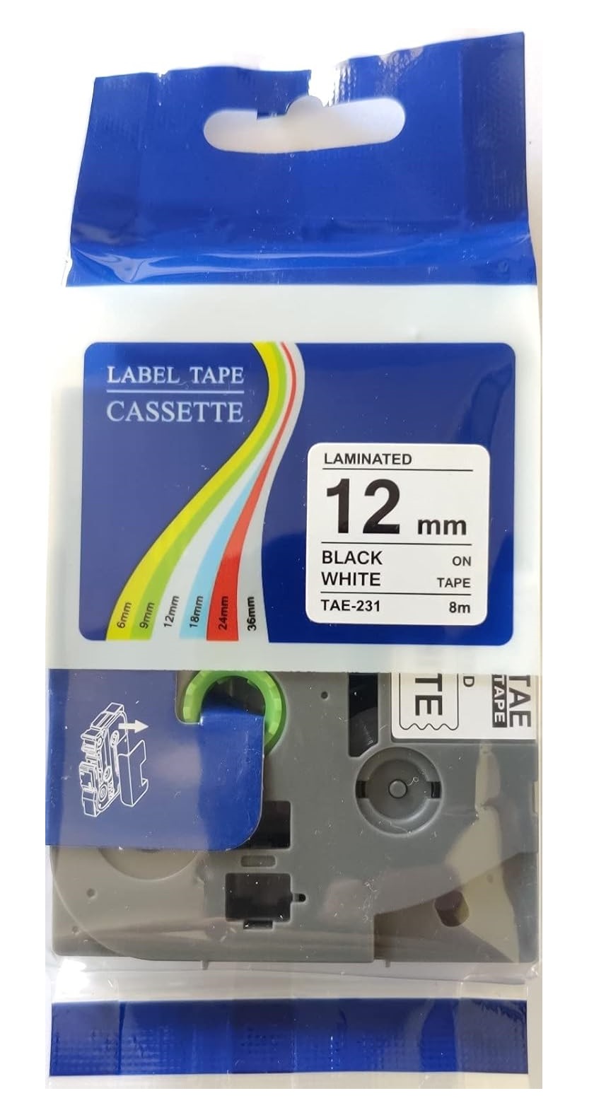 Cinta compatible para etiquetadora Brother TAE-231 1