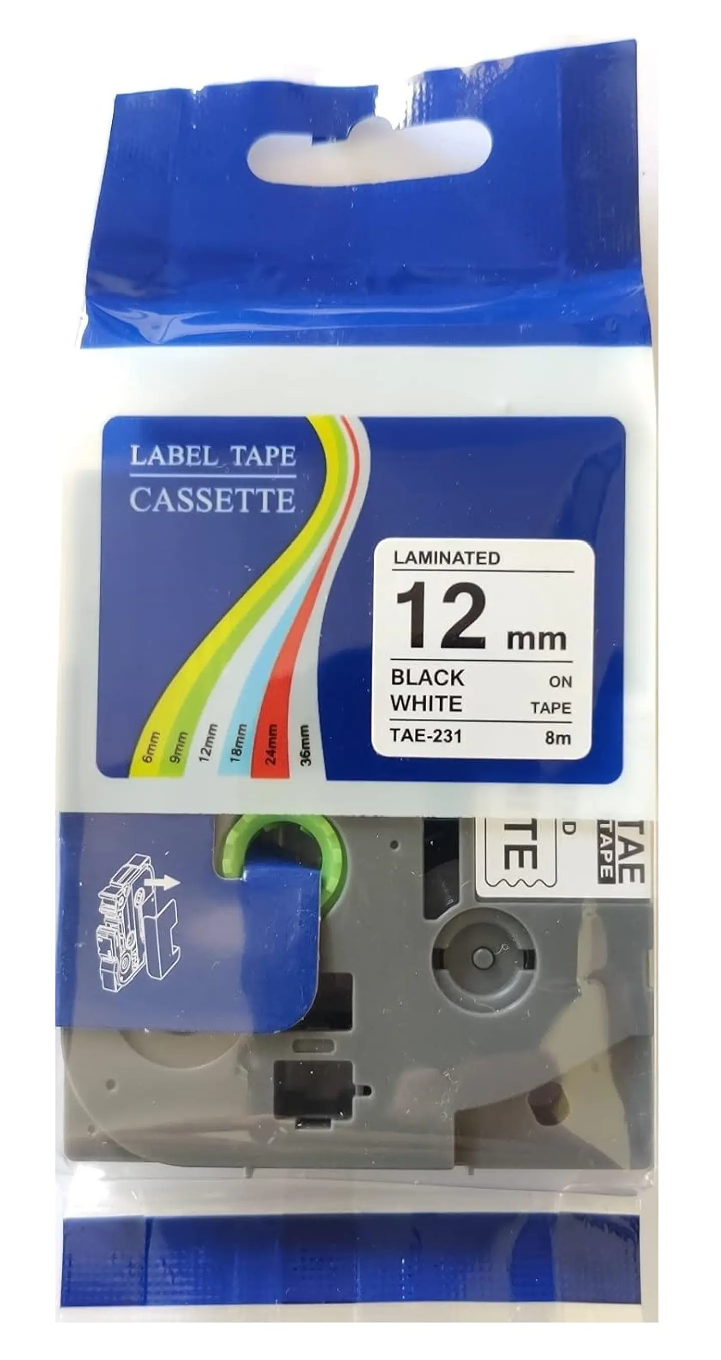 Cinta compatible para etiquetadora Brother TAE-231 1