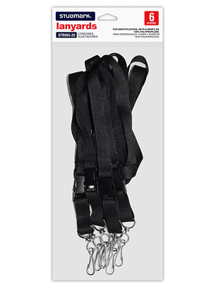 Paquete de 6 cordones sujetadores en color negro